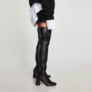 Zara black over the knee thigh high boots Sz 36